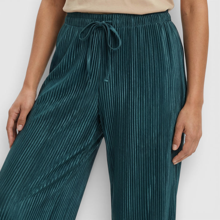 Pantalón Ancho Plisado Mujer