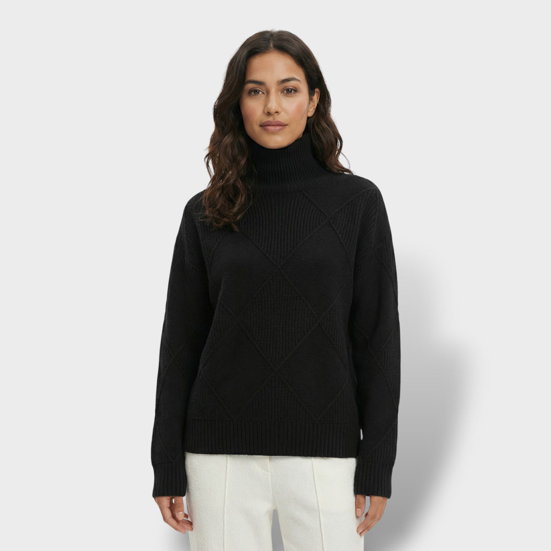 Jersey Mujer Cuello Alto Punto Rombos