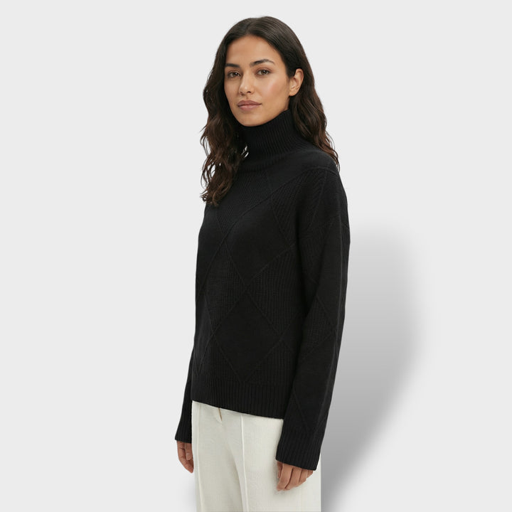 Jersey Mujer Cuello Alto Punto Rombos