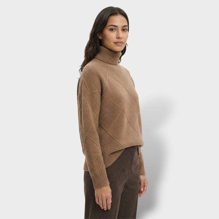 Jersey Mujer Cuello Alto Punto Rombos