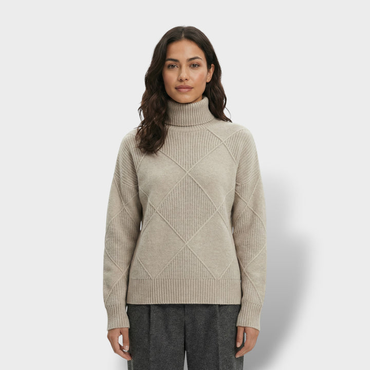 Jersey Mujer Cuello Alto Punto Rombos