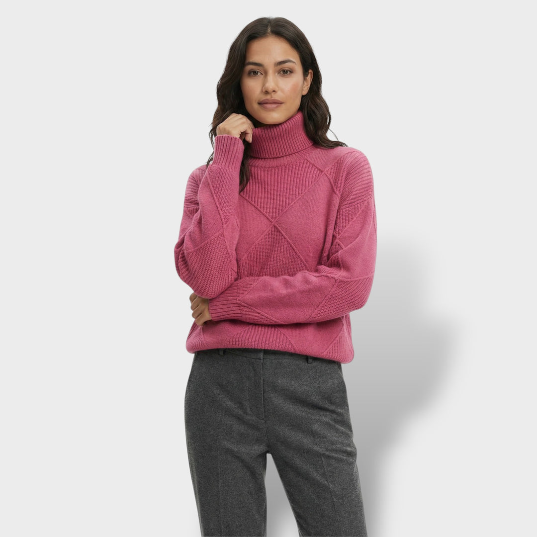 Jersey Mujer Cuello Alto Punto Rombos