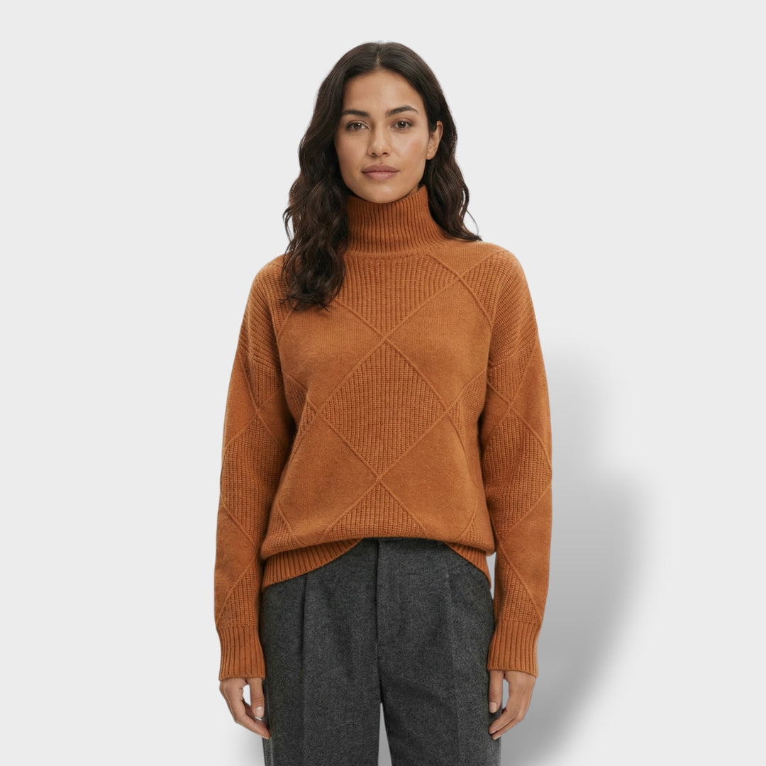 Jersey Mujer Cuello Alto Punto Rombos