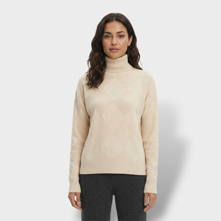 Jersey Mujer Cuello Alto Punto Rombos