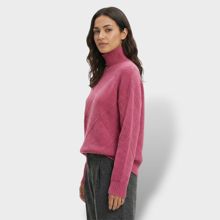 Jersey Mujer Cuello Alto Punto Rombos