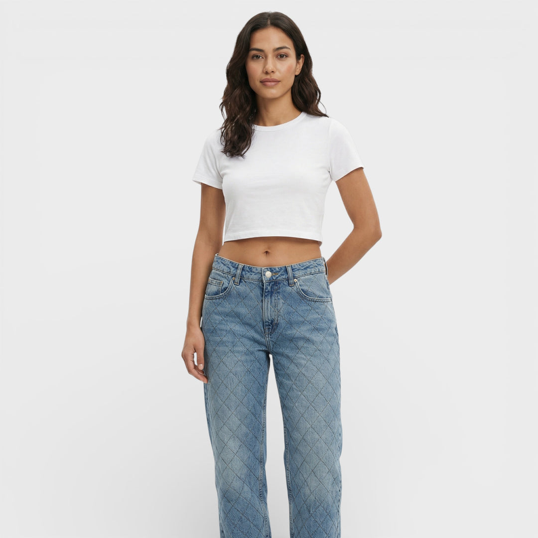 Vaqueros Tiro Medio Pierna Ancha