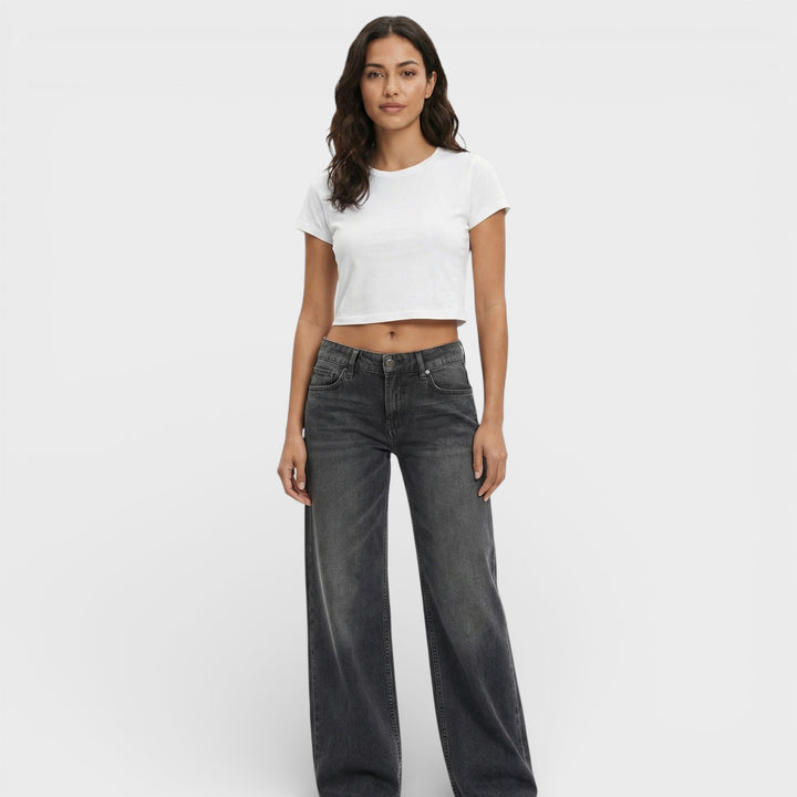 Vaqueros Tiro Medio Pierna Ancha