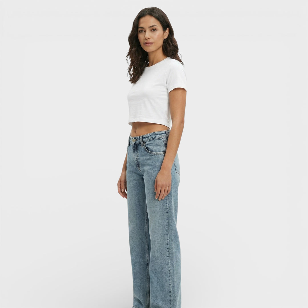 Vaqueros Tiro Medio Pierna Ancha